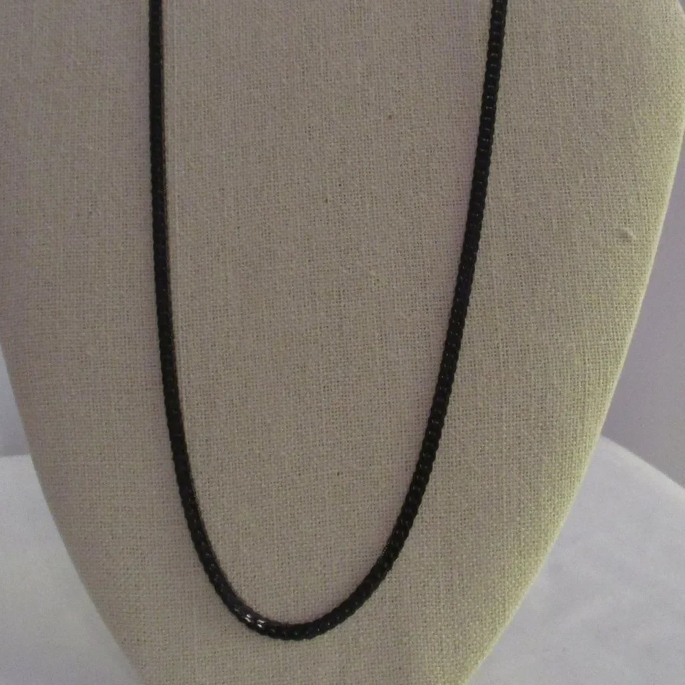 Flat Curb Necklace 24 Inches in ION Plated Black Stainless Steel 13.3 Grams